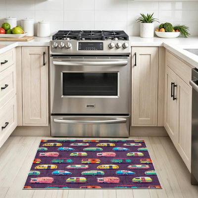 Tapis d'intérieur rétro clair lavable à la machine Campers
