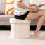 Nerland 38cm Wide Round Solid Colour Ottoman with Storage