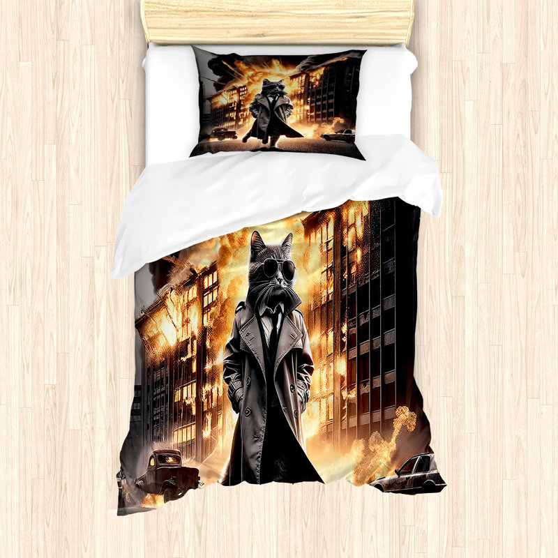 Cat Duvet Cover, Twin Duvet Cover + 1 Standard Shams