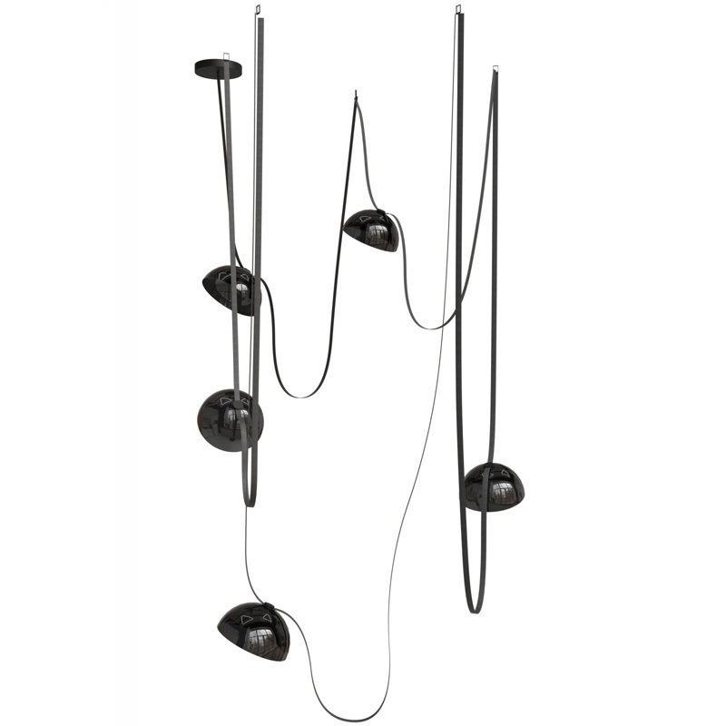 Fremont belt 5-light 551"l Pendant In Black/smoked Glass Bowls