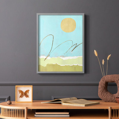 «Green and Gold Pcied Landscape II», reproduction encadrée - bois massif