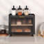 Grande boîte à pain double couche, bac de rangement de pain de comptoir moderne avec dessus de clôture, panneau de porte en acrylique transparent, récipient à pain de coin en bambou Farmhouse pour pain, fruits et pâtisseries