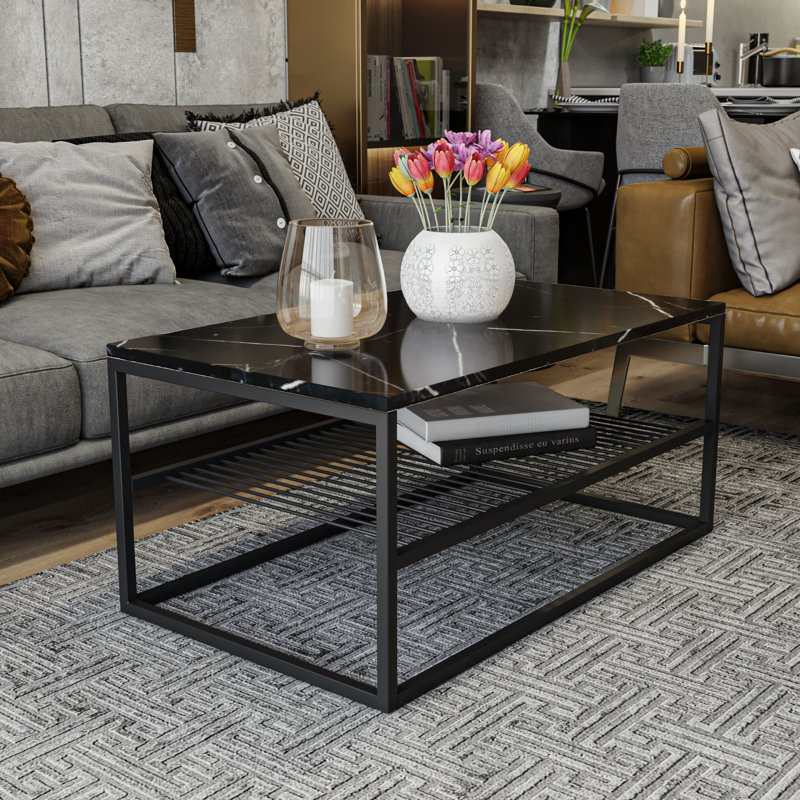 Table basse avec rangement Dhvani, Noir