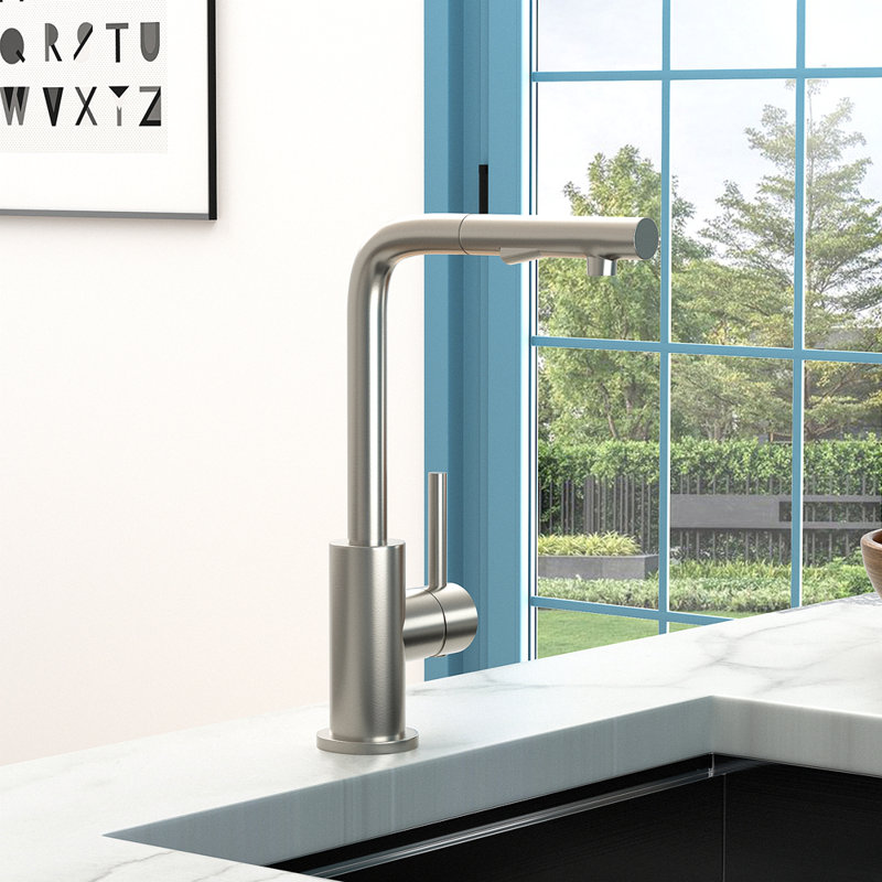 Robinets de cuisine avec douchette extractible, robinet d'évier de cuisine à poignée simple avec douchette extractible