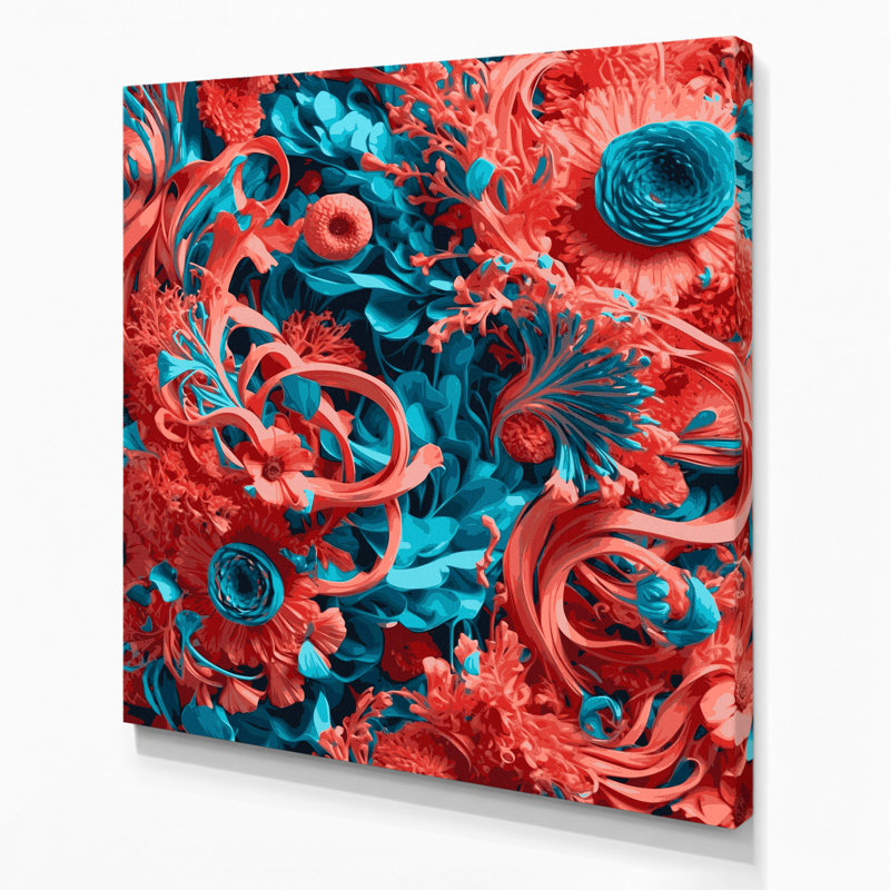 «Abstract Florals 77», art mural sur toile brune, H 32 po x l 32 po