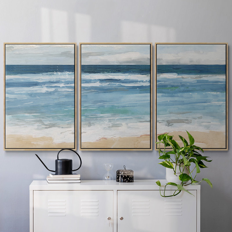 3 pièces Ocean Waves II, Naturel, H 36 po x l 75 po x P 2 po