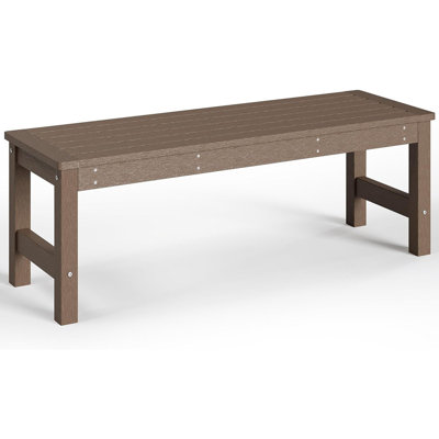 HDPE Outdoor Bench, All-Weather & Fade-Resistant 2-Person Garden Bench, Low Maintenance Patio Bench For Garden, Porch & Patio,Brown by Latitude Run