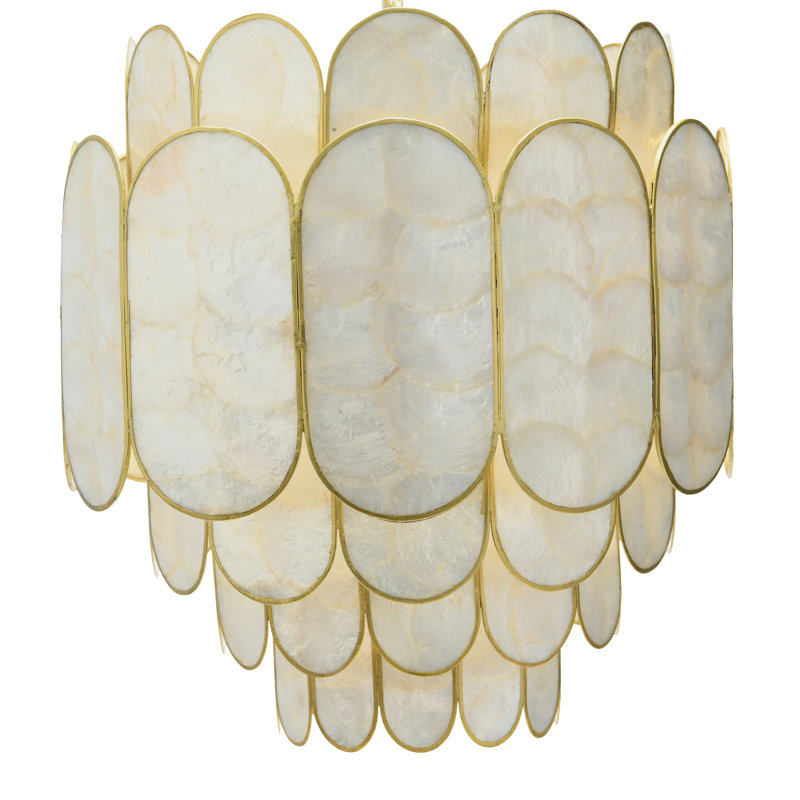 Abbington Gatsby 4-Tier Capiz and Metal Chandelier, Gold