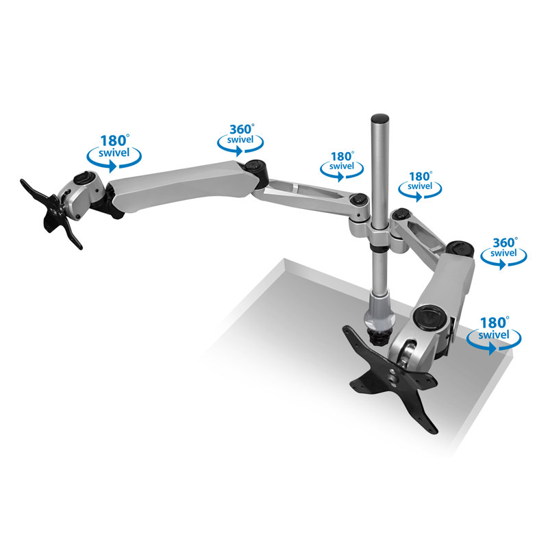 Dual Spring Arm Adjustable Universal 2 Screen Desk Mount