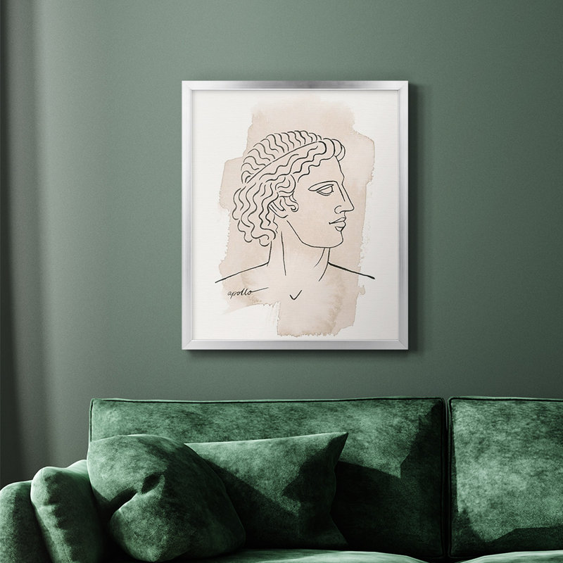 Bustes grecques IV, toile encadrée de qualité supérieure - prête à être accrochée, Argent, H 24 po x l 20 po