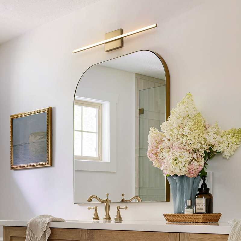 24inch Hardwired LED Flush Mounted Sconce, Gold
