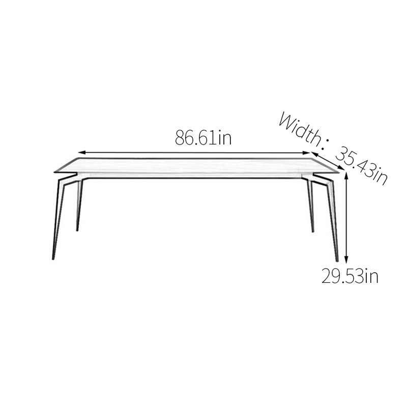 Table de salle à manger en noyer minimalisme, H 29,53 po x L 86,61 po x l 35,43 po