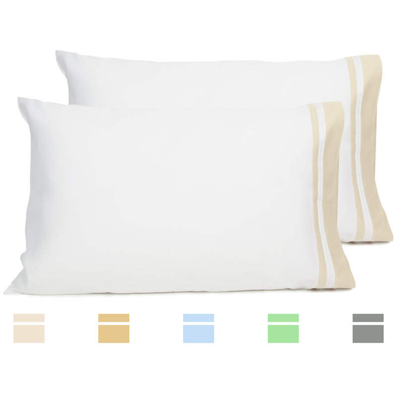 Ensemble de taies d'oreiller ouvertes Grand 100% coton percale, Taies d'oreiller pour grand lit, Rice