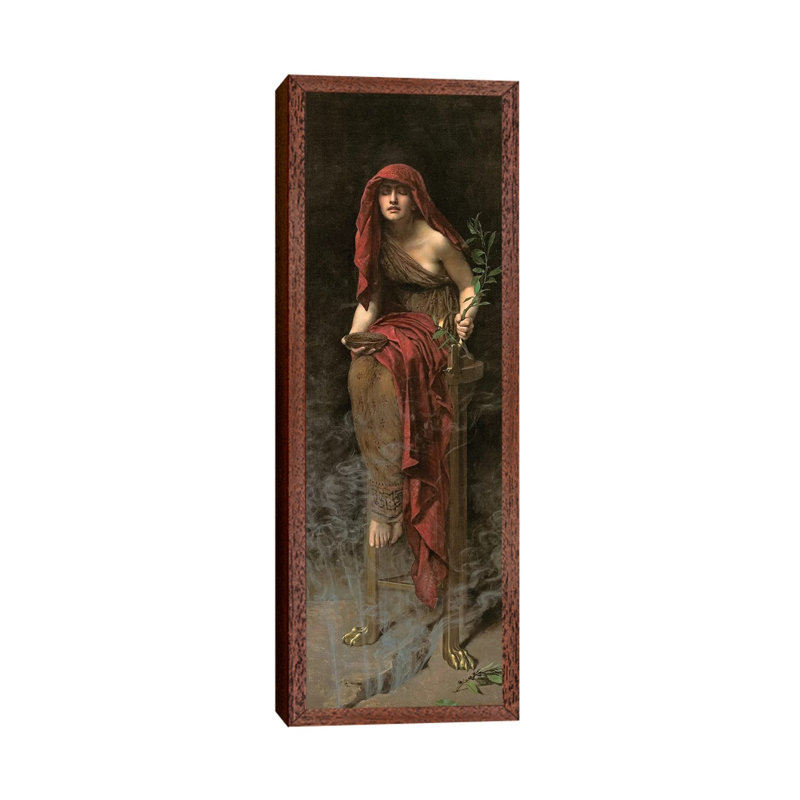 Priestess Of Delphi, 1891 by John Collier - Painting on Canvas, Classic Brown Wood Framed, 121.92cm H x 40.64cm W x 3.81cm D