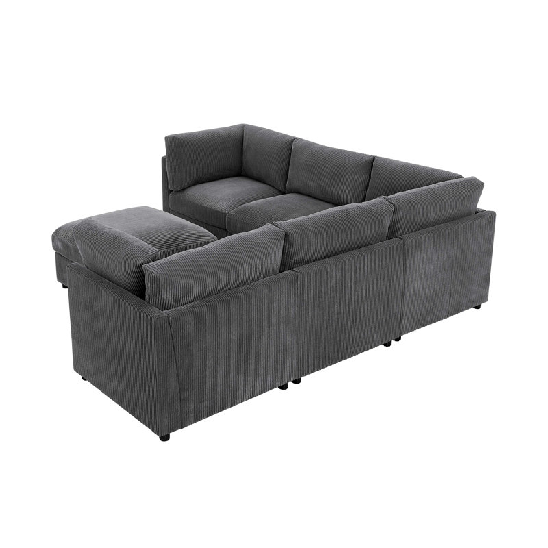 Canapé modulaire en velours côtelé Ghamnti, Velours côtelé gris foncé