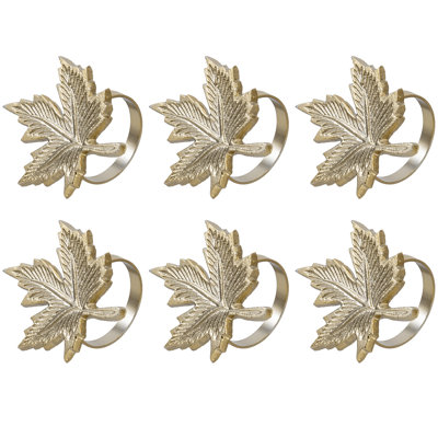 Metal Maple Gold Napkin Rings