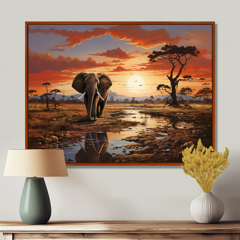Faune d'Afrique, animaux d'Afrique sur toile, H 12 po x l 20 po x P 1 po, Cadre flottant brun