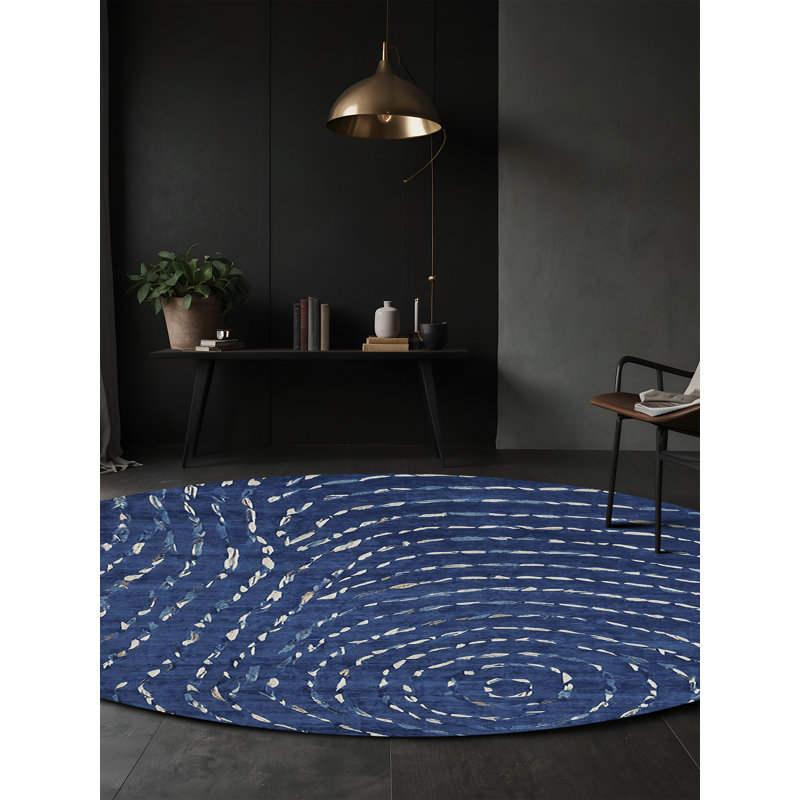 Machine Washable Gray Area Rug, Round 6'