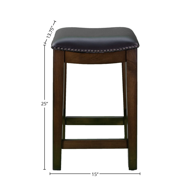 Upholstered Counter Stool with Solid Wood Frame