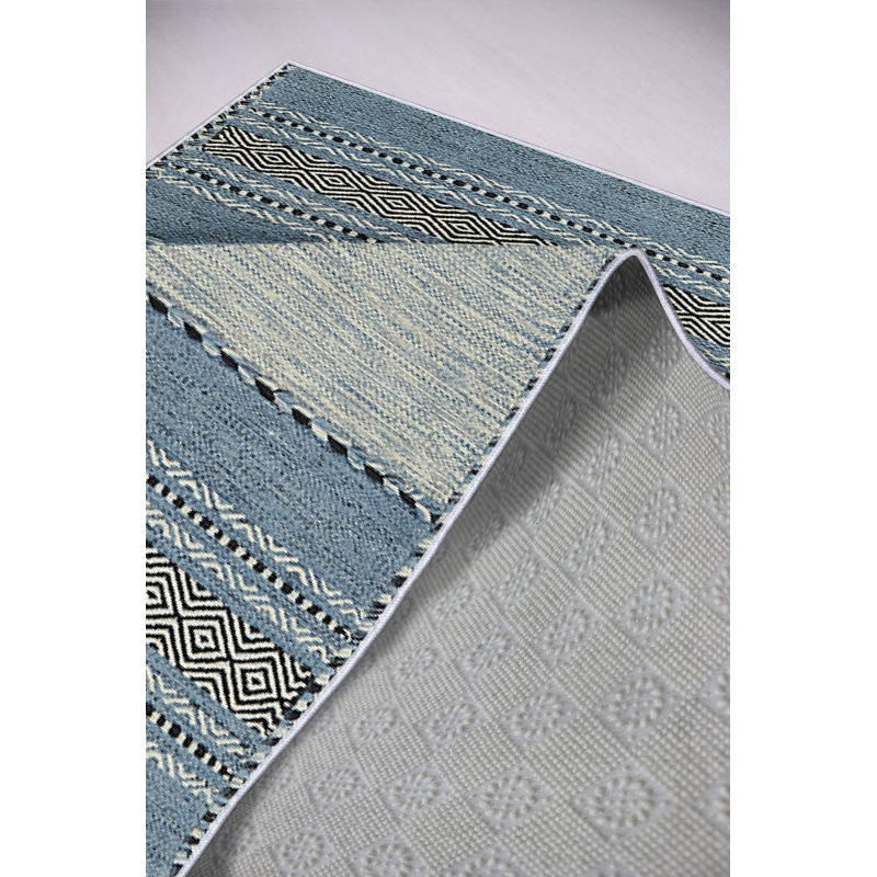 Eco-Friendly Hall Carpet, 100% Polyester, 31.5 x 59.1 inches | Antibacterial, Non-Slip PVC Dot Underside, 0.16 in Pile Height | Machine Washable, Digital Printed Blue Design | Perfect for Living Room & Entryway Decor