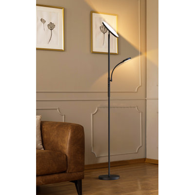 Mendell 70'' LED Dimmable Torchiere & Reading Floor Lamp,Dual-Head 27W/2000LM Main & 7W/350LM Side Reading Lamp with Remote & Touch Control