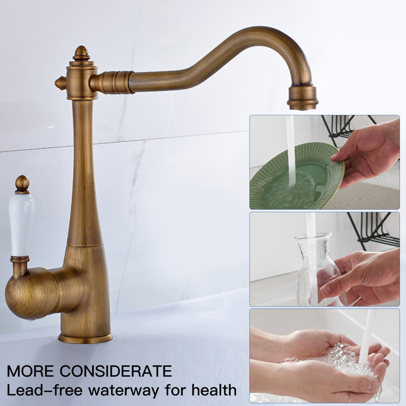 VIBRANTBATH Kitchen Faucet, Antique Brass