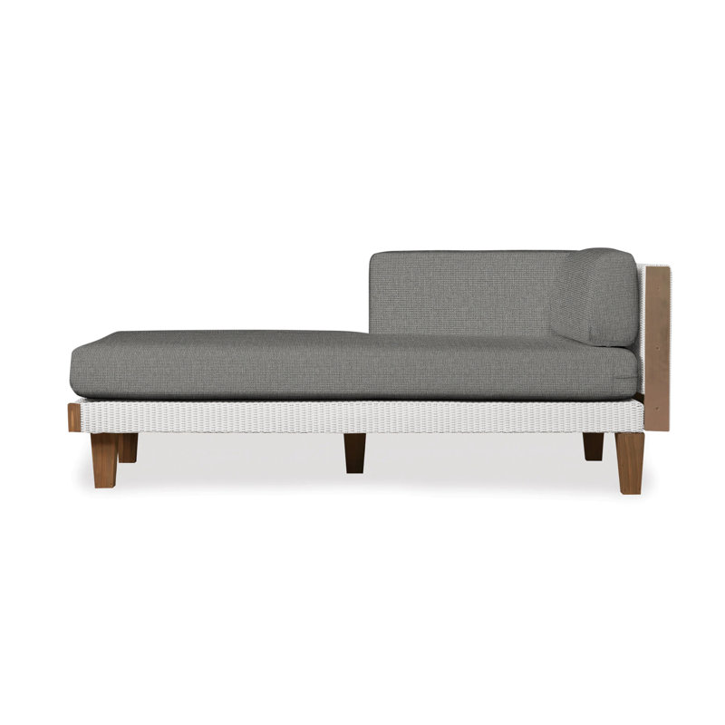 Catalina Outdoor Teak Chaise Lounge, White, Beach Navy