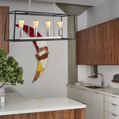 Luminaire suspendu rectangulaire à 4 lumières pour îlot de cuisine à DEL