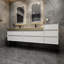 Meuble-lavabo mural blanc brillant 96 "avec lavabo en acier doré Lux