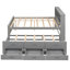 Lit plateforme gris avec rangement pour tête de lit, 3 tiroirs, lit gigogne simple et tête de lit et tiroirs pour un sommeil confortable-2077198053