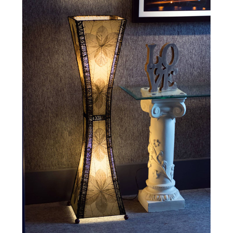 Conrado 48'' Black Column Floor Lamp, Natural