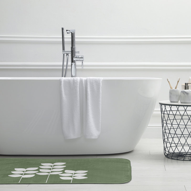 Tapis de bain Botanical Blooms, L 17 po x L 24 po, Vert