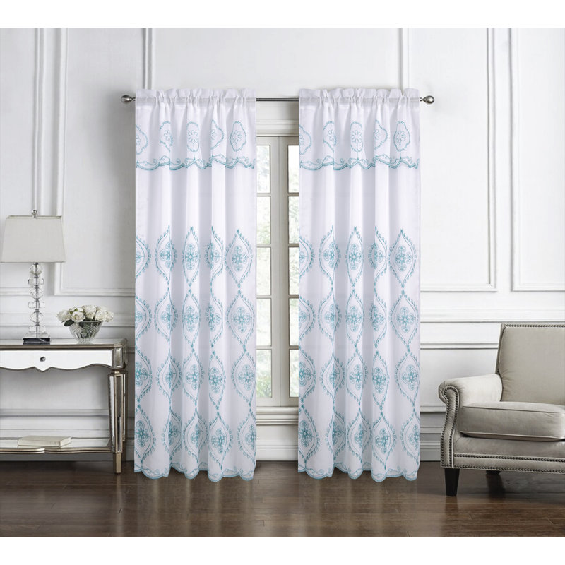 Mehtab Embroidered Traditional Curtain Panel, Teal