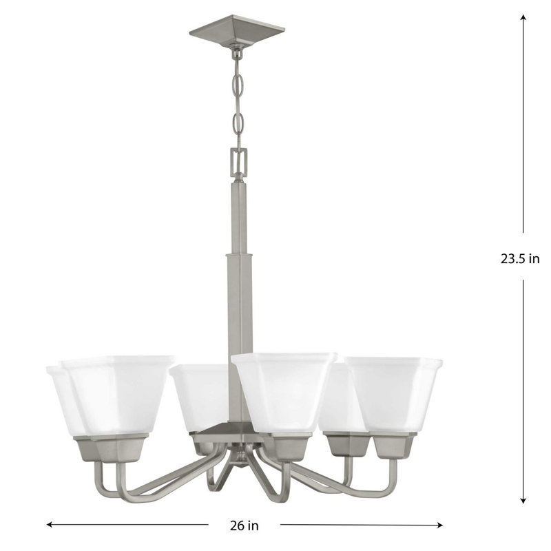 Jadyn 6 - Light Dimmable Classic / Traditional Chandelier, Brushed Nickel