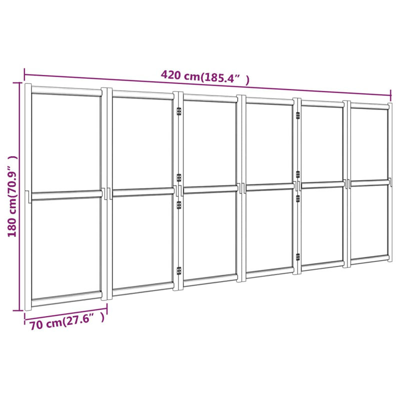 Metheny 420cm W x 180cm H 6 - Panel Solid Wood Folding Room Divider
