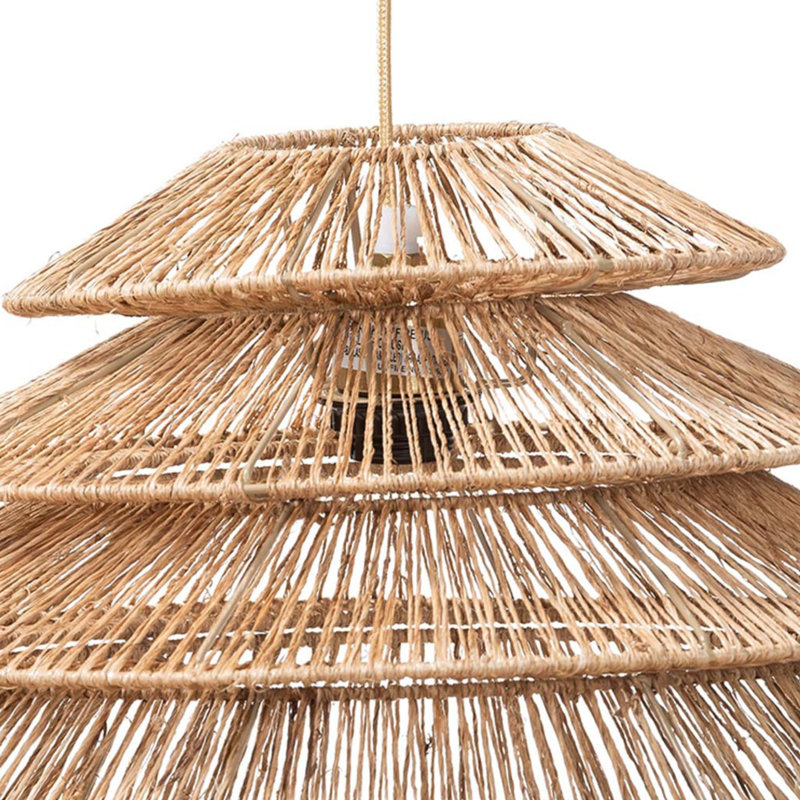 Abat-jour suspendu en jute tissé à la main Kylie - abat-jour bohème côtier avec un design à plusieurs niveaux