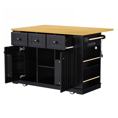 Storage Kitchen Island with 5 Open Side Racks,5 Wheels by Lark Manor