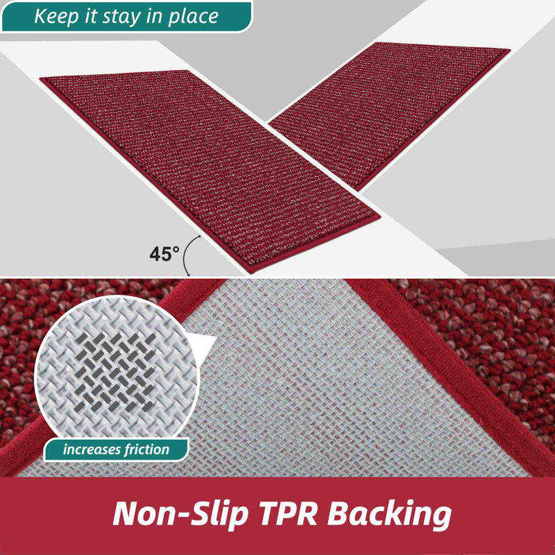 Tapis de cuisine lavables antidérapants, Rouge