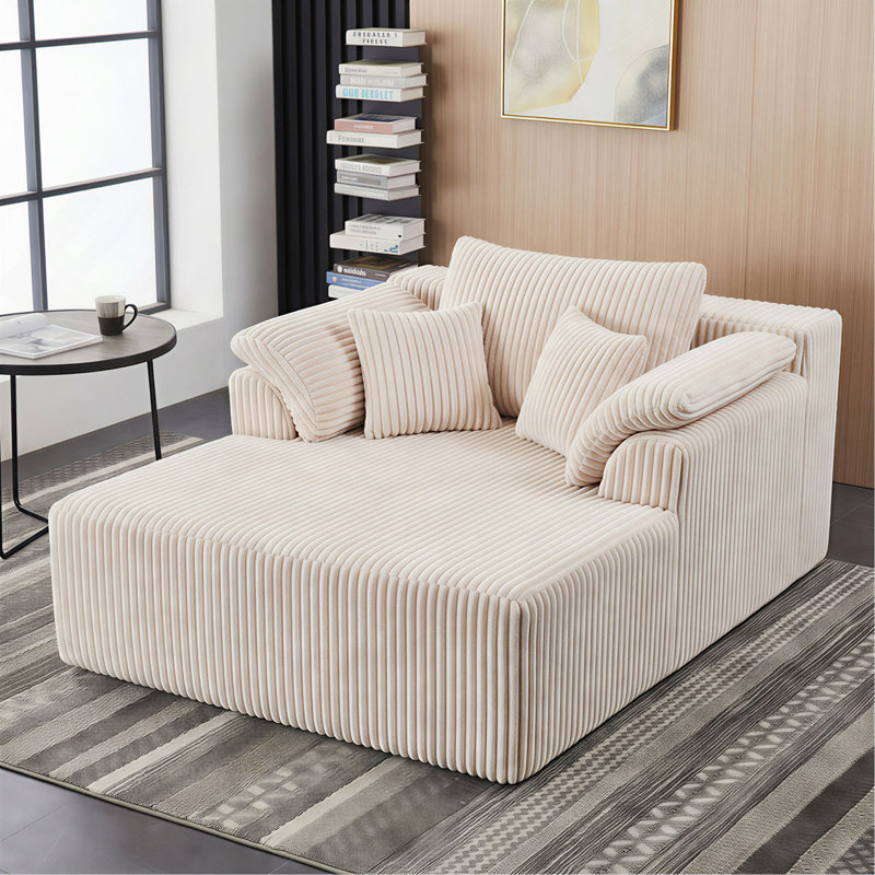 Méridienne de 60 pouces pour l'intérieur, très grand canapé-lit en velours côtelé désossé, canapé-lit à siège profond, chaises de lecture, canapés en nuage pour le salon, aucun assemblage requis