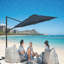 Grand parasol de patio en porte-à-faux carré bleu de 10 pi avec rotation à 360 ° et réglage des mésanges et parasol de terrasse robuste à baldaquin en polyester sans base.-246067535