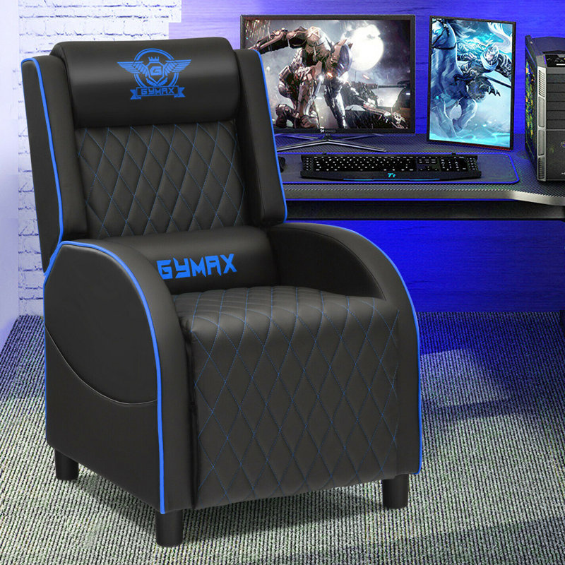 Faux Leather Massage Chair, Blue Faux Leather