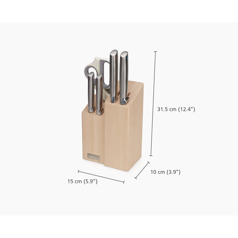 Joseph Joseph Elevate Fusion 5-Piece Knife and Scissor Set with Beechwood Block