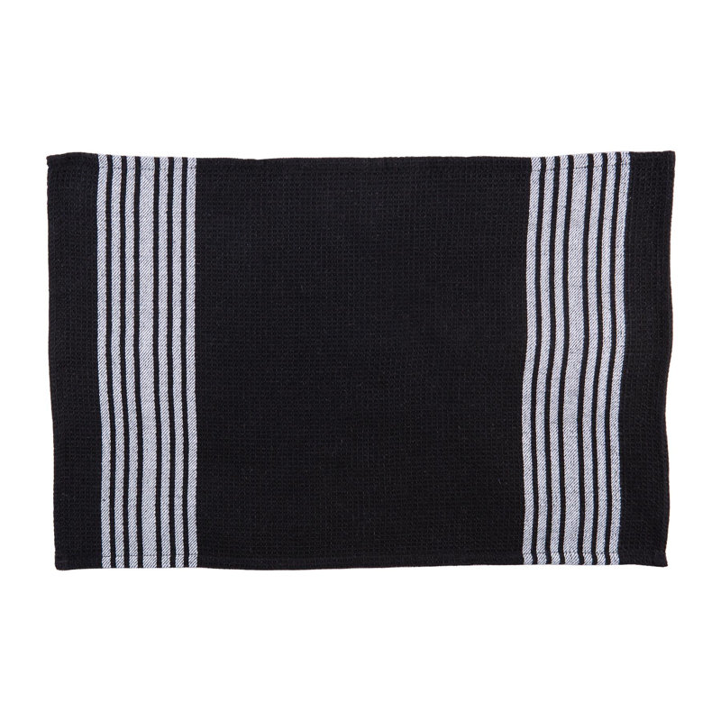 Cotton Stripe Tea Towel Kitchen Towel, Black