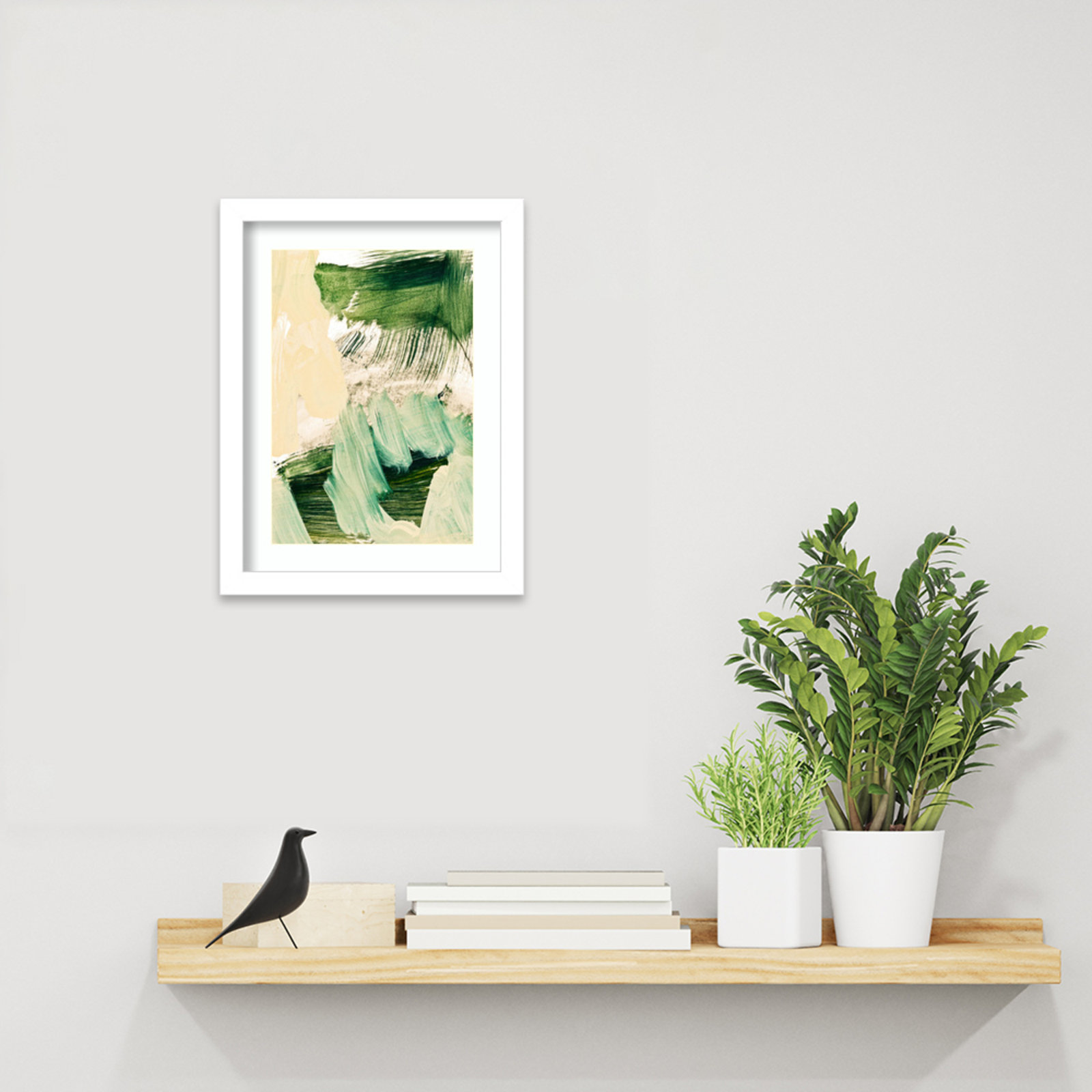 Elphaba "Minimalist Painting 09" Print, White Framed, 13" H x 10" W
