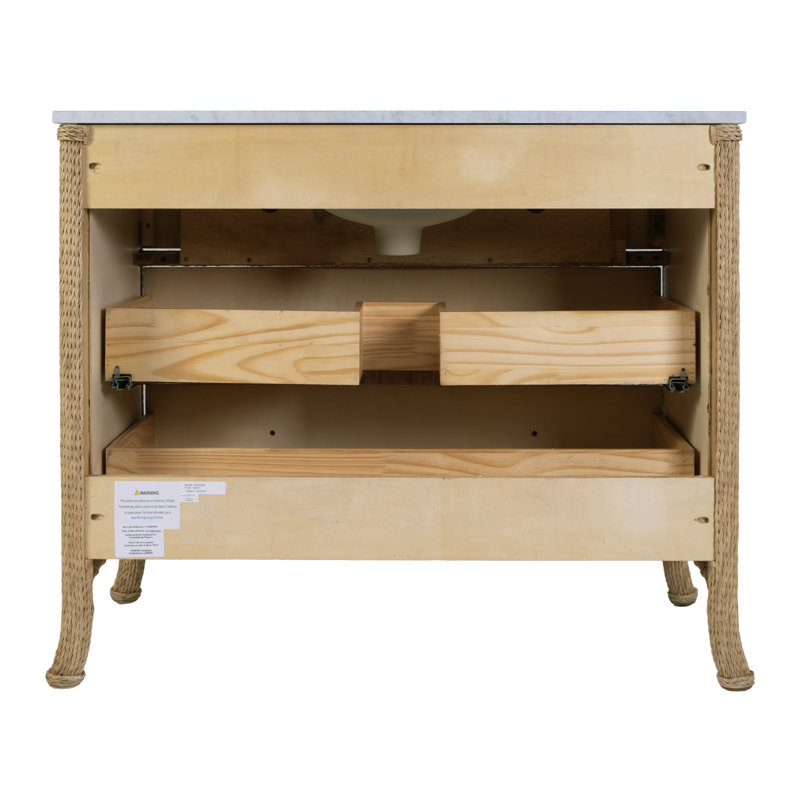 McLean 42"W Marble-Rattan 2 Drawer Bathroom Vanity