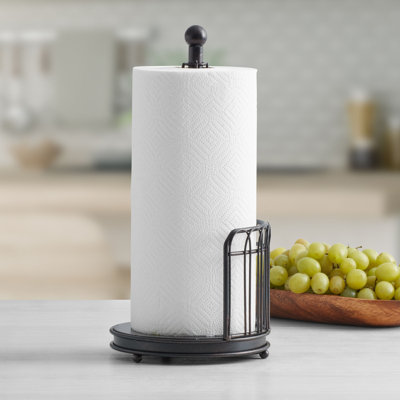 Gourmet Basics by Mikasa French Countryside Paper Towel Holder, 14-Inch, Black
