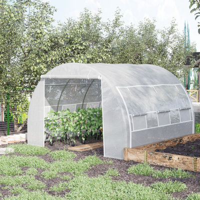 Annot 3 x 3 x 2 m Polytunnel Greenhouse with Roll-up Side Walls White