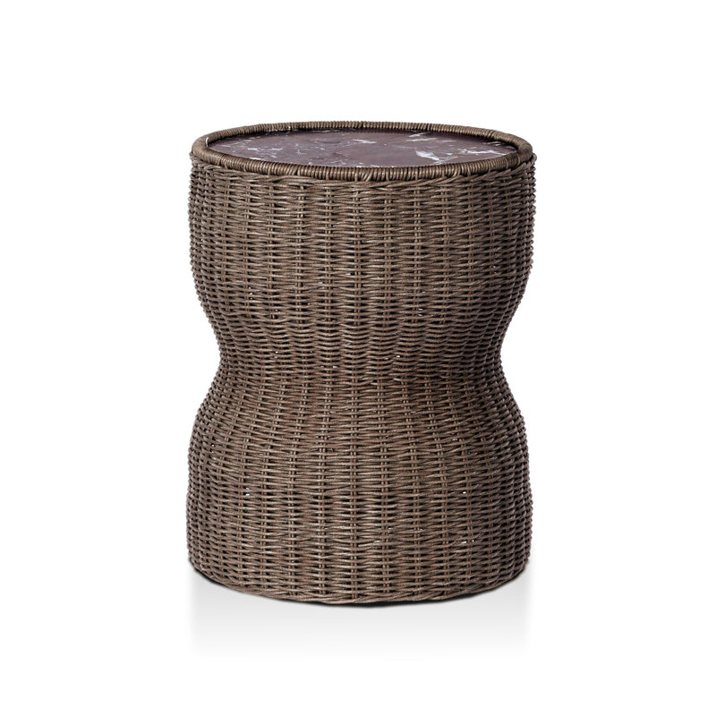 Brixby Outdoor Round Side Table, Merlot Marble