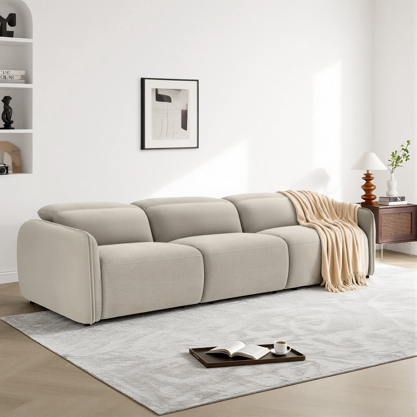 Bayne 3-Piece 123'' Upholstered Power Reclining Sofa, Elite Sand