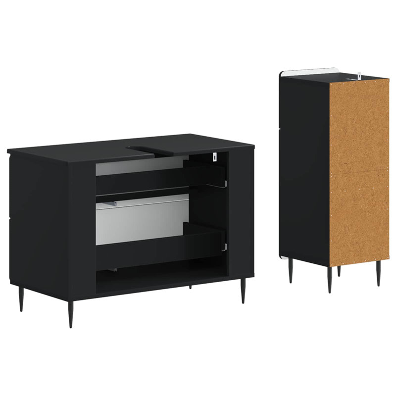 Bathroom Storage Furniture Set, Black